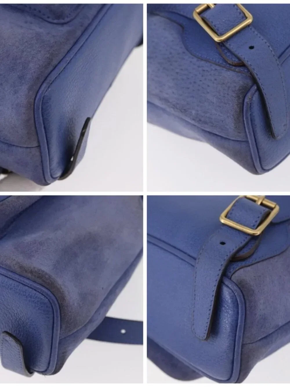 GUCCI Bamboo Backpack Suede Blue 003 8030 3444 Auth ki6661A